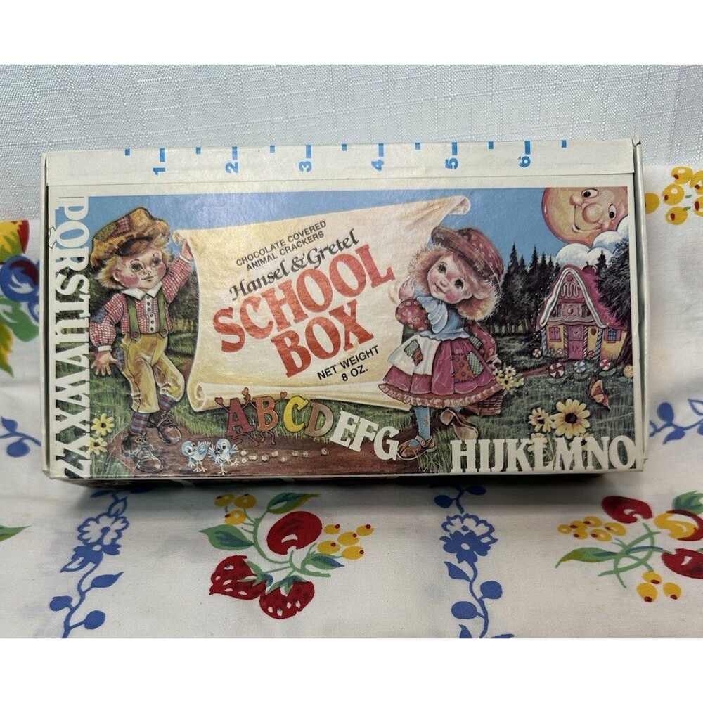 Vintage HANSEL & GRETEL School Pencil Box Cardboard Fairy Tale Animal Cookie Box